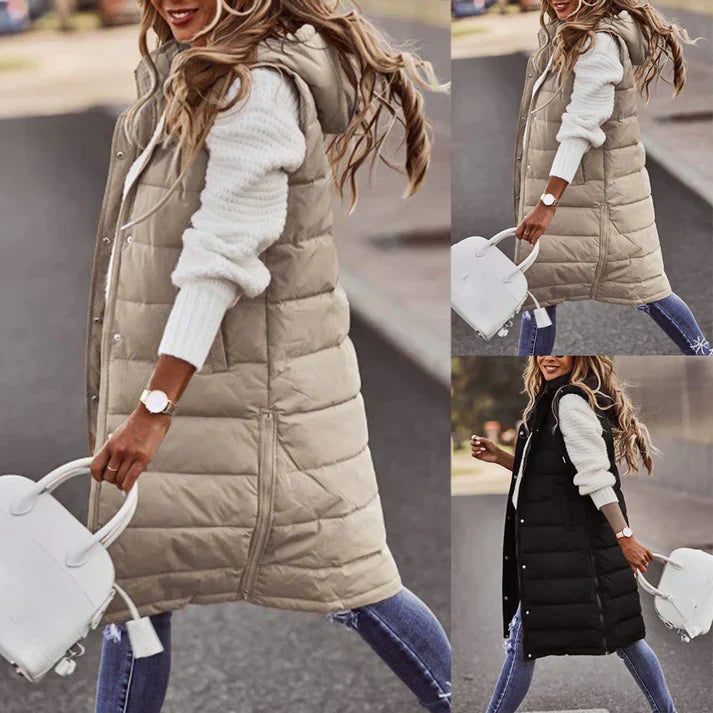 Women's Long Sleeveless Winter Vest with Hood - Buy 1, Get Free Shipping