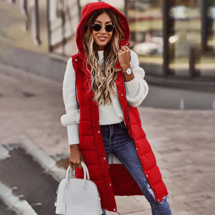 Women's Long Sleeveless Winter Vest with Hood - Buy 1, Get Free Shipping